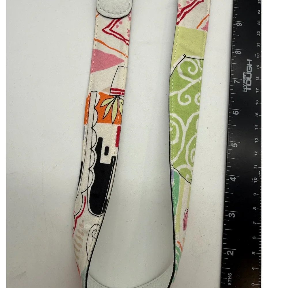 Talbots Womens XS White Leather Fabric Abstract Print Belt Silver Stud Closure